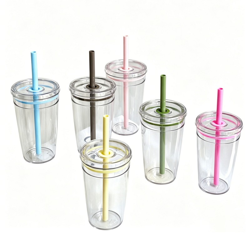 แก้วน้ำใส PC Straw Tumbler