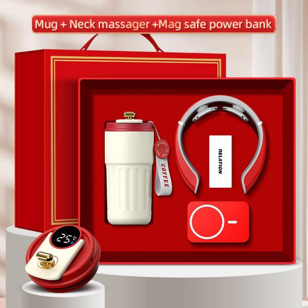 โลโก้ที่กำหนดเอง 3-in-1 กล่องของขวัญแก้วนวด Power Bank