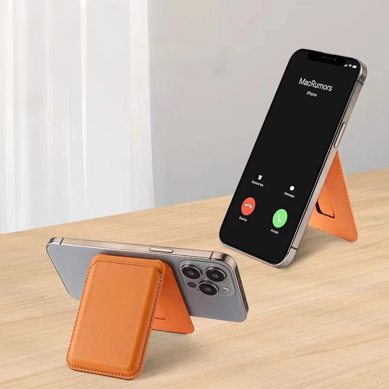 PU Leather MagSafe Magnetic Card Wallet with Kickstand