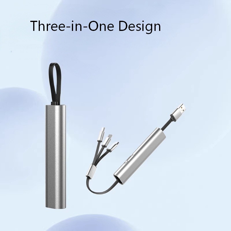 สายชาร์จ USB หลายแบบ 3 in 1 แบบพับเก็บได้