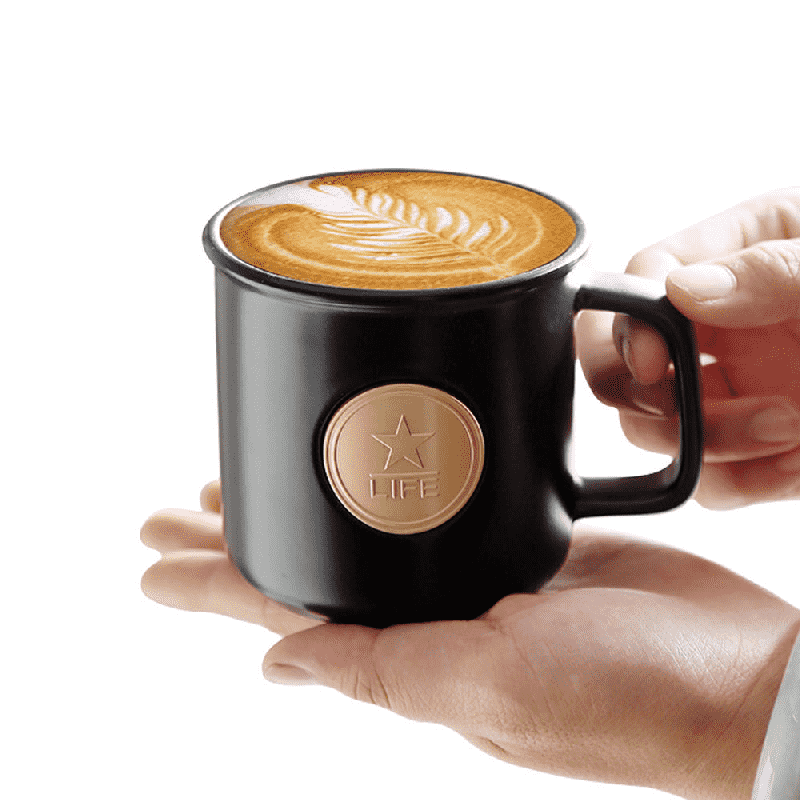 แก้วกาแฟเซรามิก Star LIFE พร้อมฝาปิดและช้อน